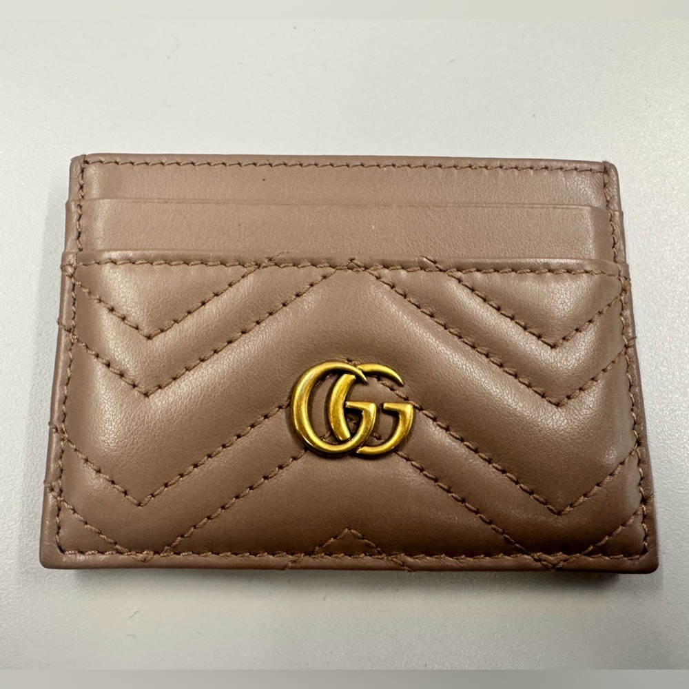 Gucci GG Marmont Card Case - Dusty Pink Leather
